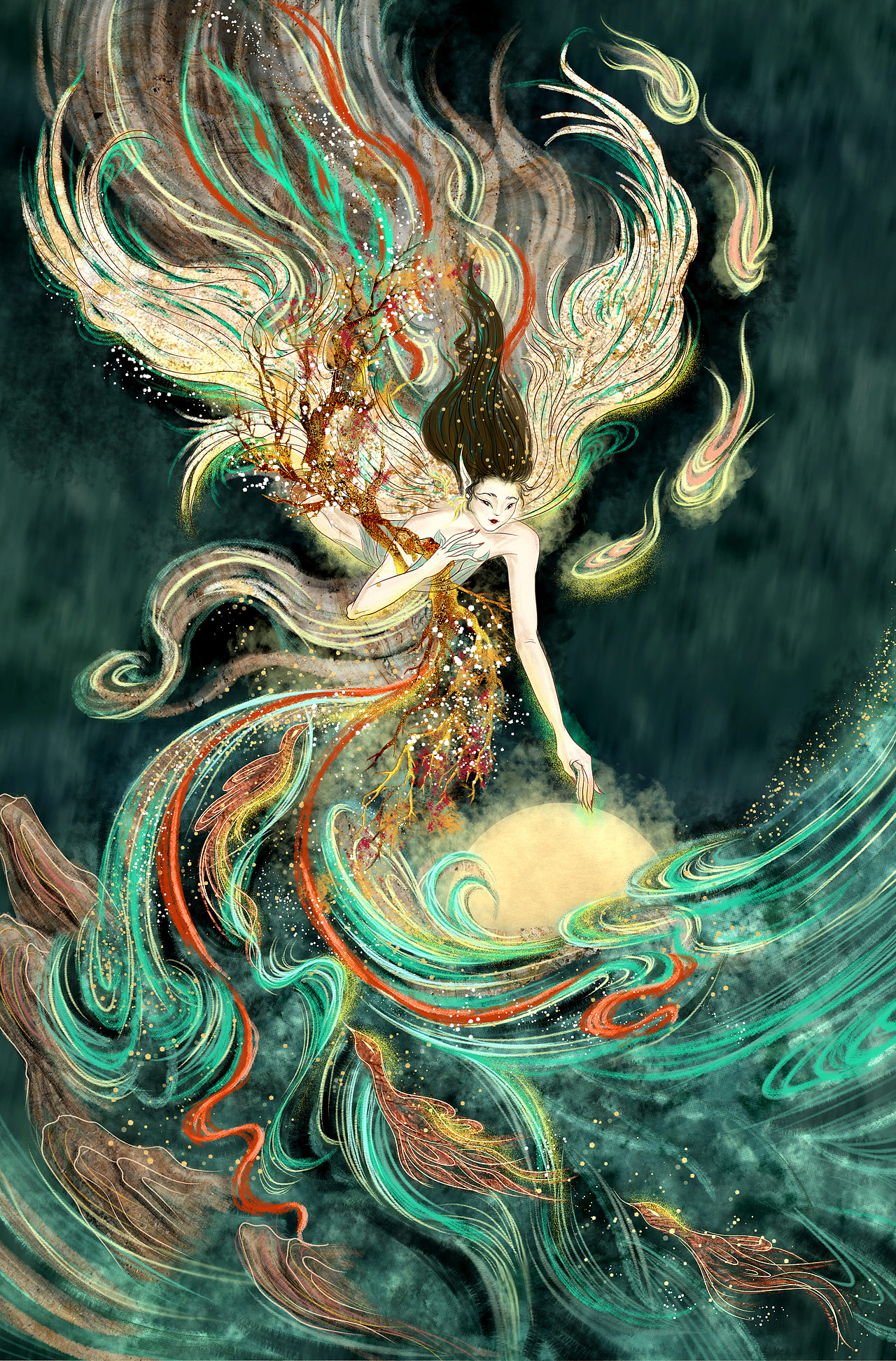 精卫填海（图ZMzI2MzgxNzAw） - 商业插画 - 站酷设计师古鸣原创素材 - 站酷ZCOOL