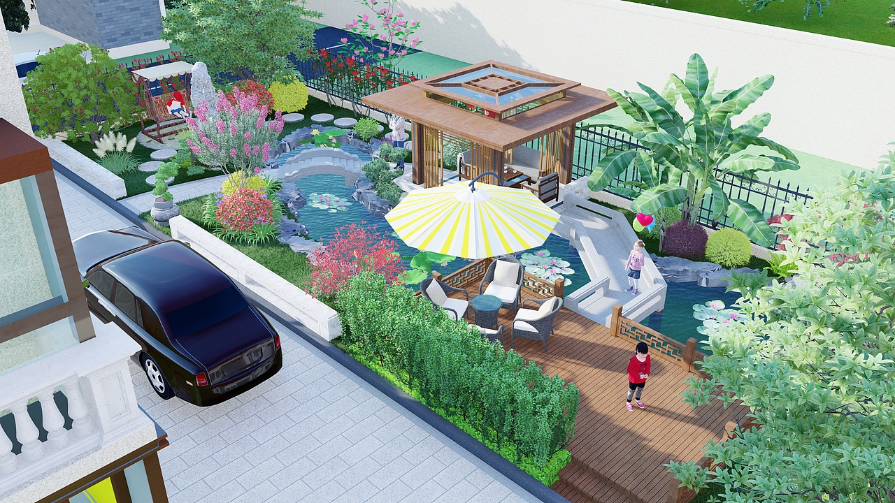 乡村别墅庭院景观设计分享（图ZMzYwNzc3NTU2） - 景观设计 - 站酷设计师度势营造景观设计原创素材 - 站酷ZCOOL