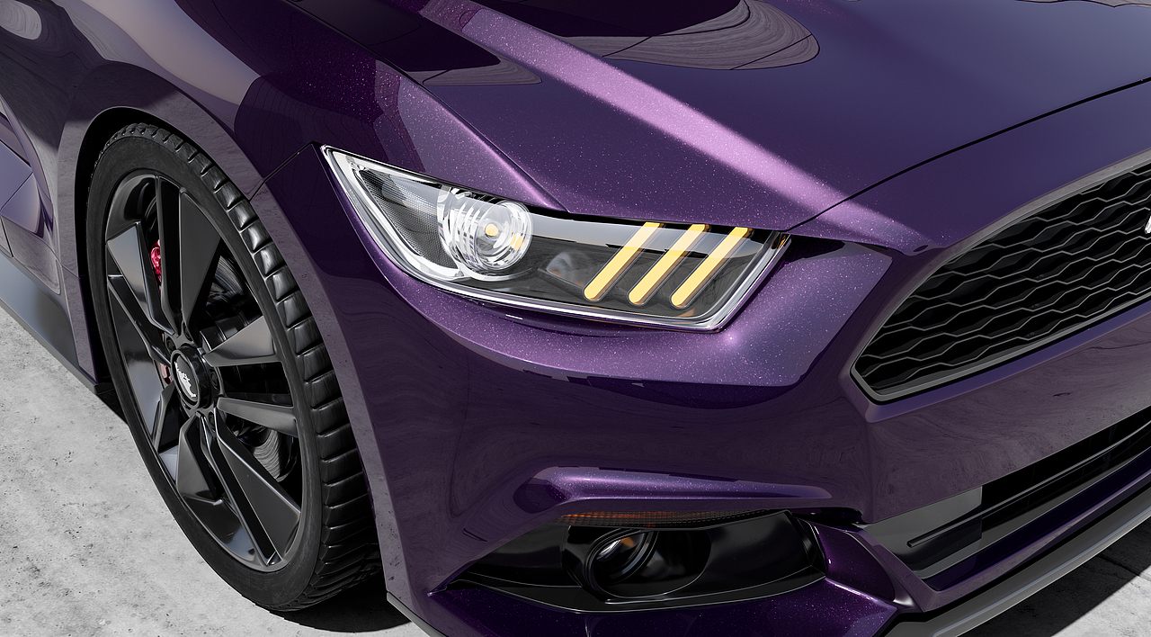 反差萌的汽车渲染，骚紫色野马。再试下内饰渲染。（图ZMzI3Nzg4NDQw） - 机械/交通 - 站酷设计师黎文杰原创素材 - 站酷ZCOOL