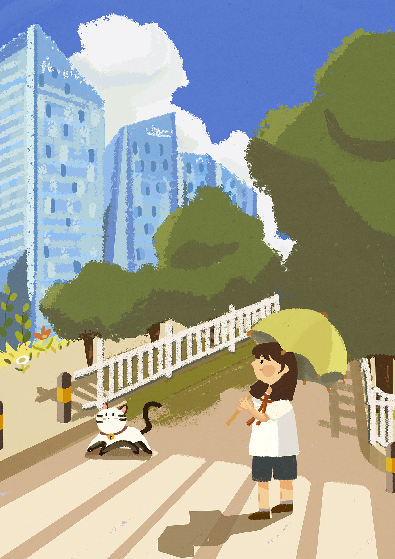 《晴空》（图ZMzA2NDU1ODE2） - 商业插画 - 站酷设计师千小叶qxy原创素材 - 站酷ZCOOL