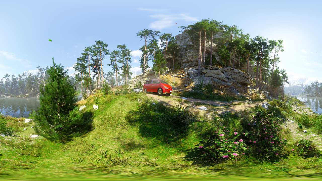 UE5~山地写实类汽车自动驾驶360度全景预览图1 -无后期