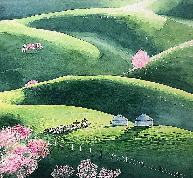 杏花沟——新疆伊犁（图ZMzE3NjM1MzU2） - 绘画 - 站酷设计师liuweibenny原创素材 - 站酷ZCOOL