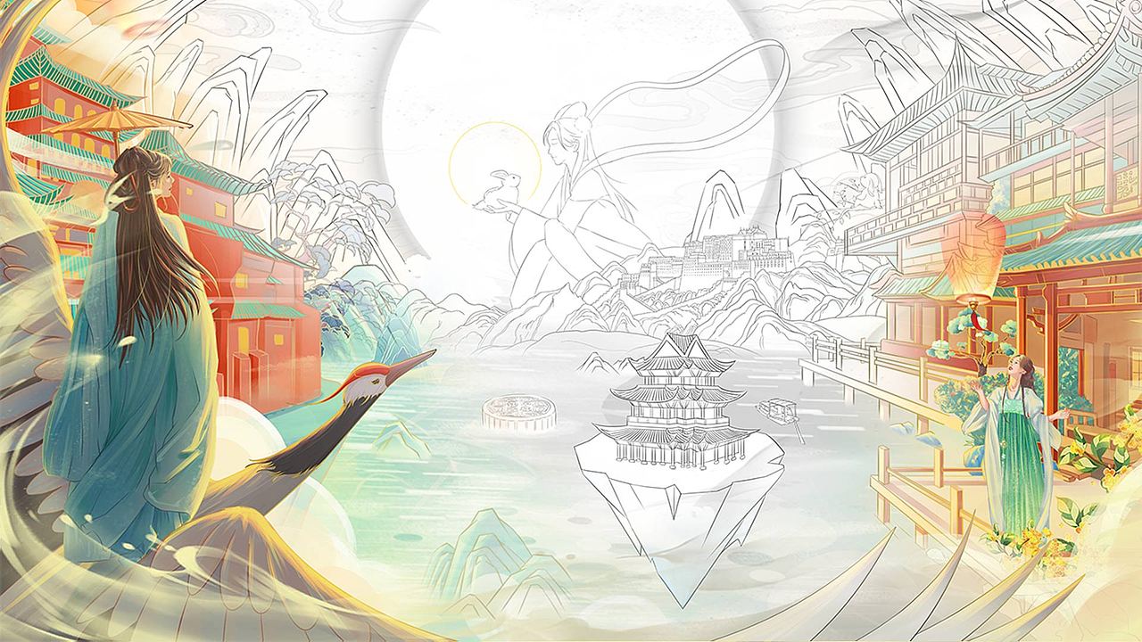 中秋节插画｜包装设计（图ZMzUwNTg1NDY4） - 商业插画 - 站酷设计师两个0原创素材 - 站酷ZCOOL