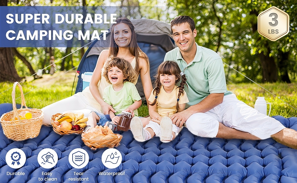 亚马逊蓝色充气床垫主副图A+设计