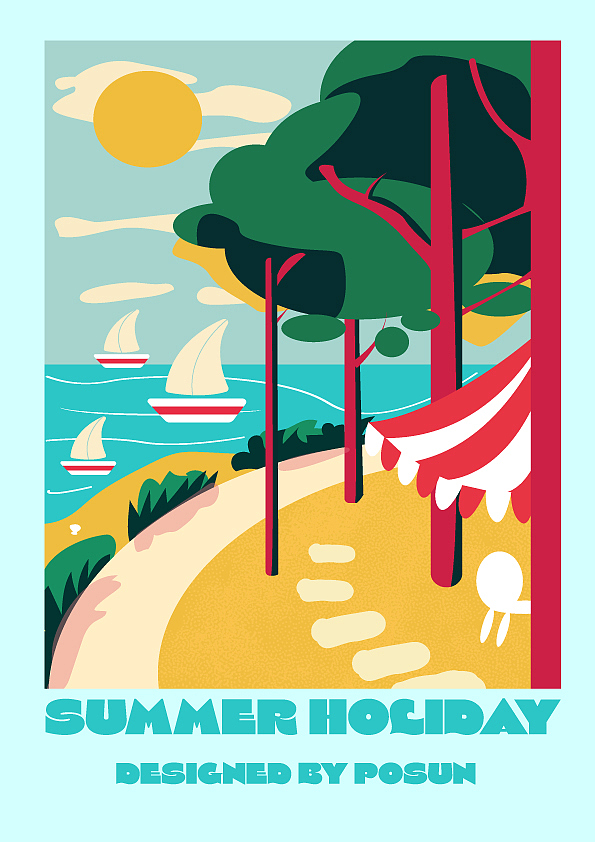 夏日集市/夏日海滩 插画（图ZMzMzNjM3Mzky） - 商业插画 - 站酷设计师PosunY原创素材 - 站酷ZCOOL