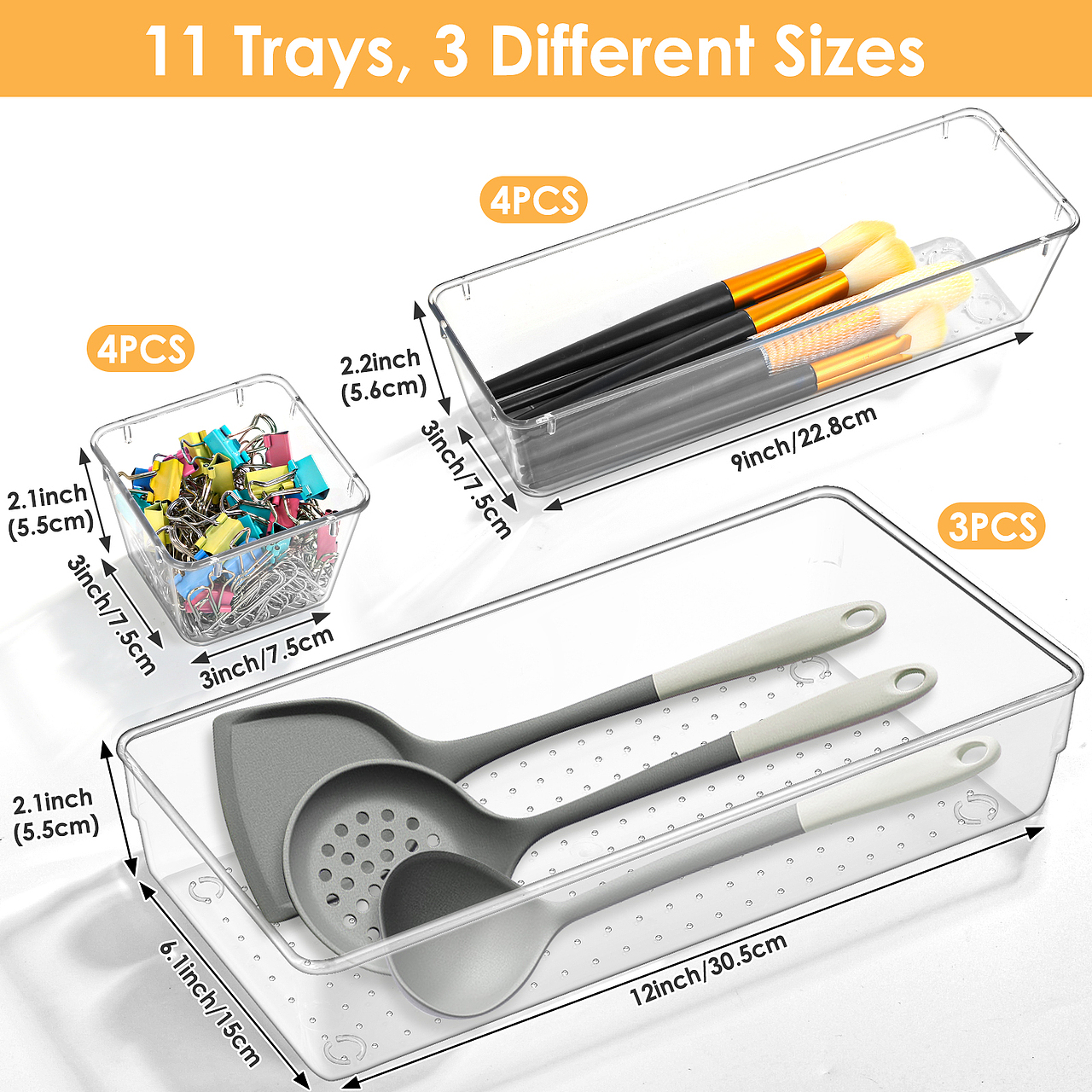 亚马逊主图设计-透明亚克力收纳盒-文具餐具收纳盒