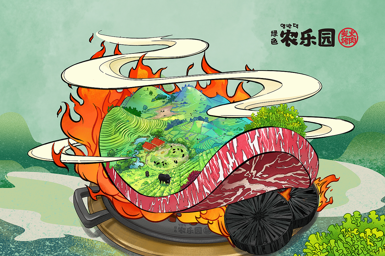 农乐园烤肉 IP形象 插画 绿松鼠IP文创（图ZMzU0Njk1NDI0） - IP形象 - 站酷设计师SONSU_黑金原创素材 - 站酷ZCOOL