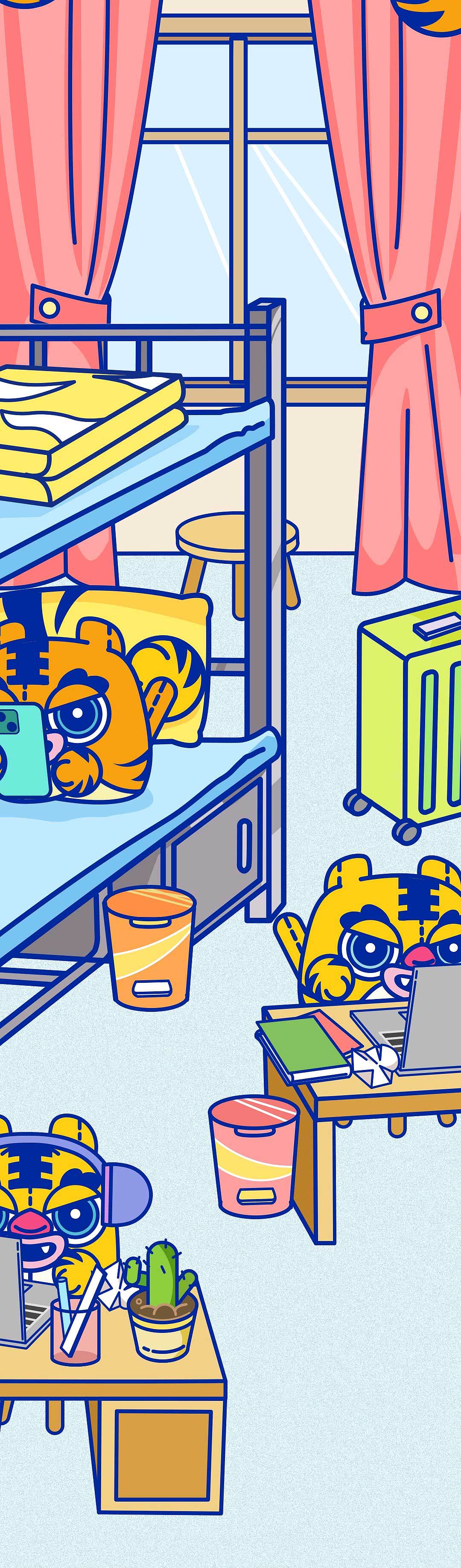 2022虎口成章大学生校园防疫表情包公众号设计（图ZMzE4NTQ2MzMy） - IP形象 - 站酷设计师不可里予工作室原创素材 - 站酷ZCOOL