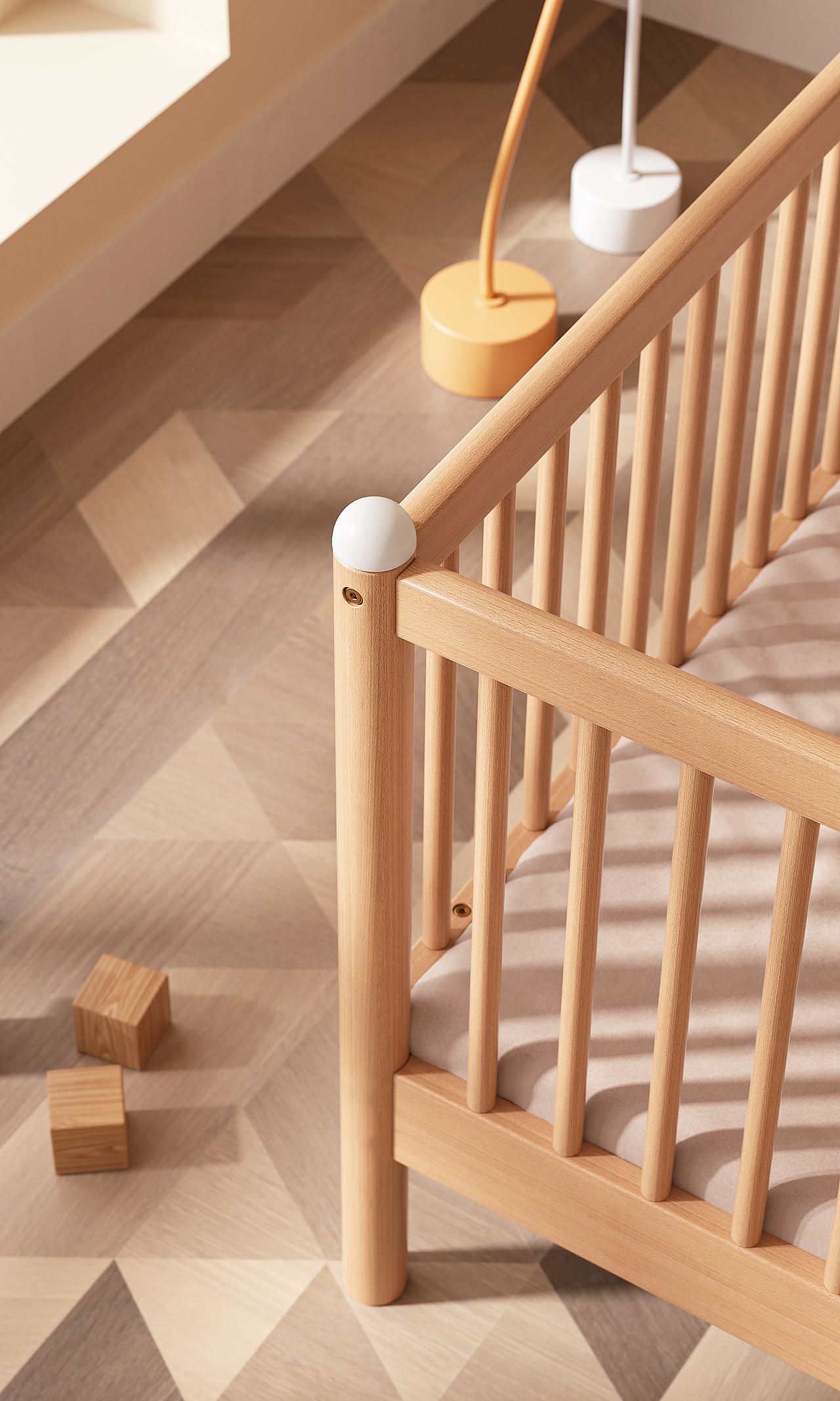 C4D/OC电商榉木儿童床渲染