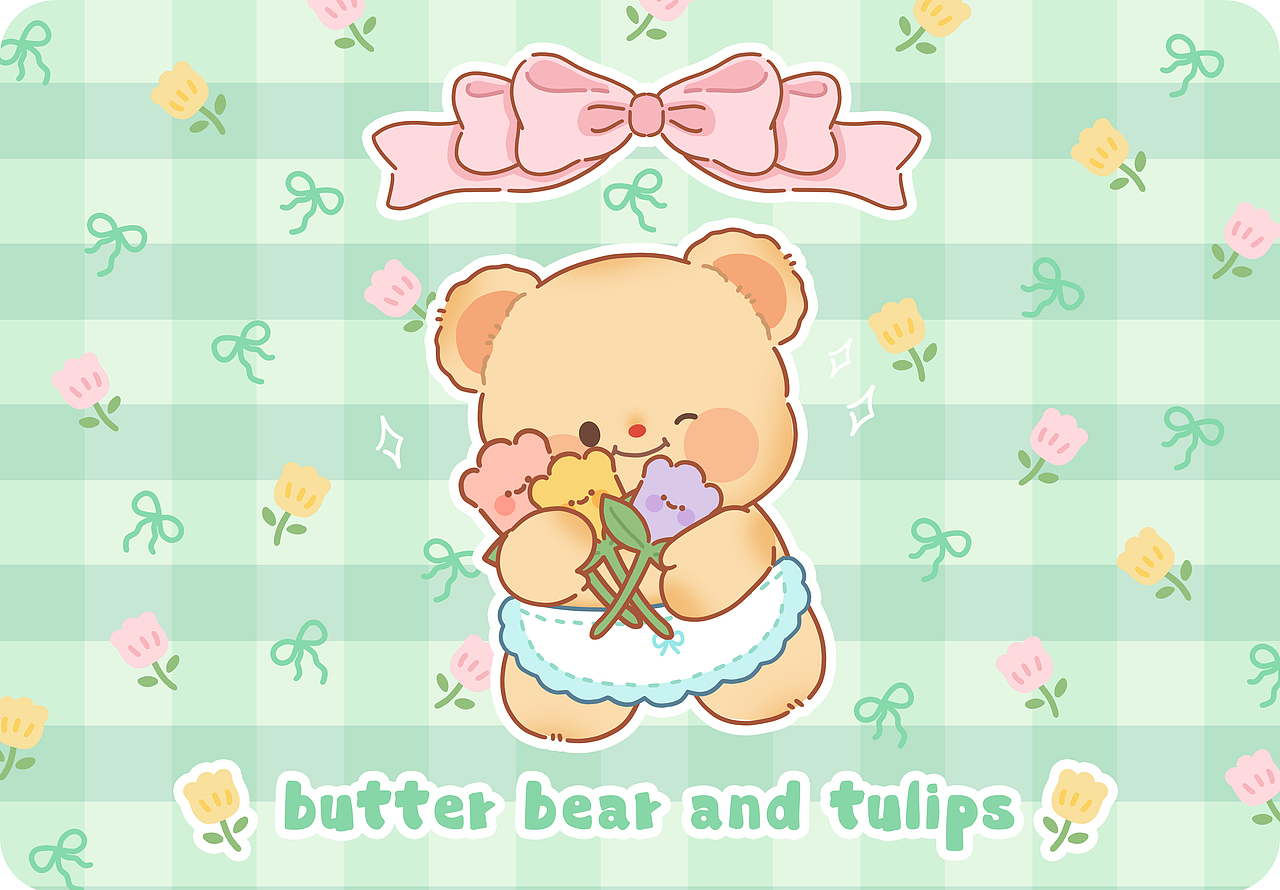 【插画设计】黄油小熊衍生插画图案(地毯/杯垫)