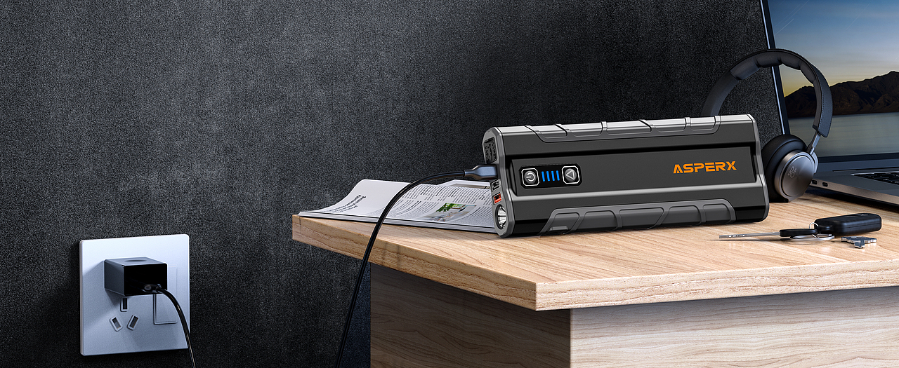 亚马逊 汽车应急电源 打气泵 充电宝产品渲染