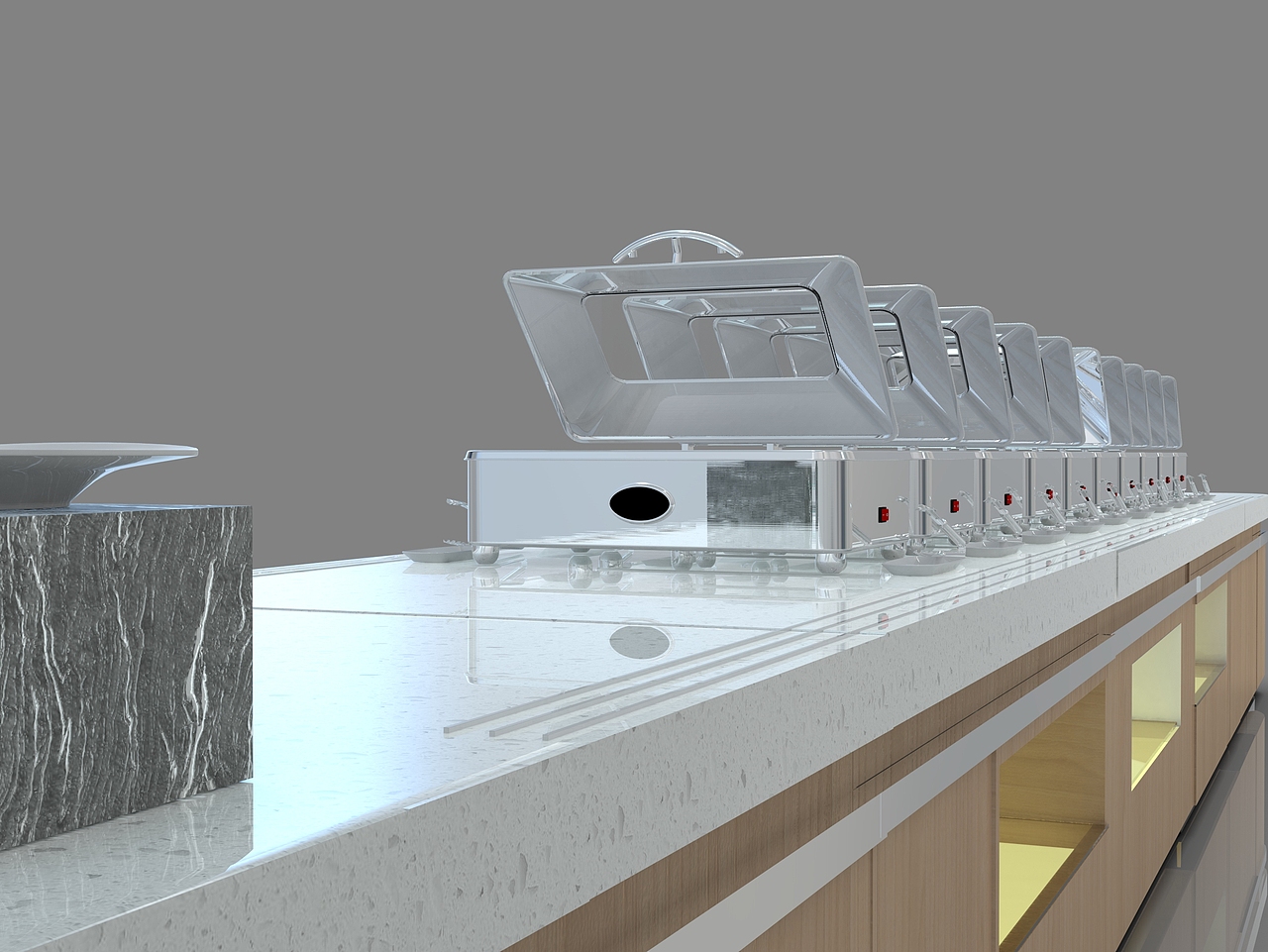 2022年新力士上海展会宴会用移动布菲台自助餐取餐台