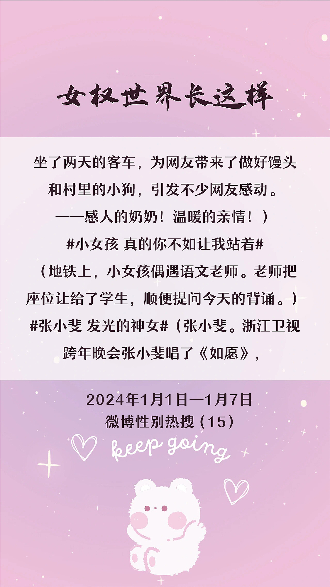 阿p-女权世界长这样73: 1/1/2024-1/7/2024（上）