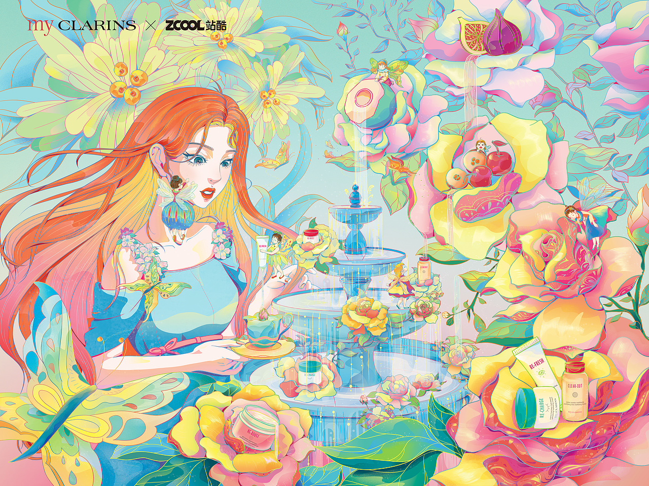 my CLARINS尋找天然好食肌-美肌奇遇（圖ZMjk4ODA5OTE2） - 海報 - 站酷設計師小森桃ASHLEY原創(chuàng)素材 - 站酷ZCOOL