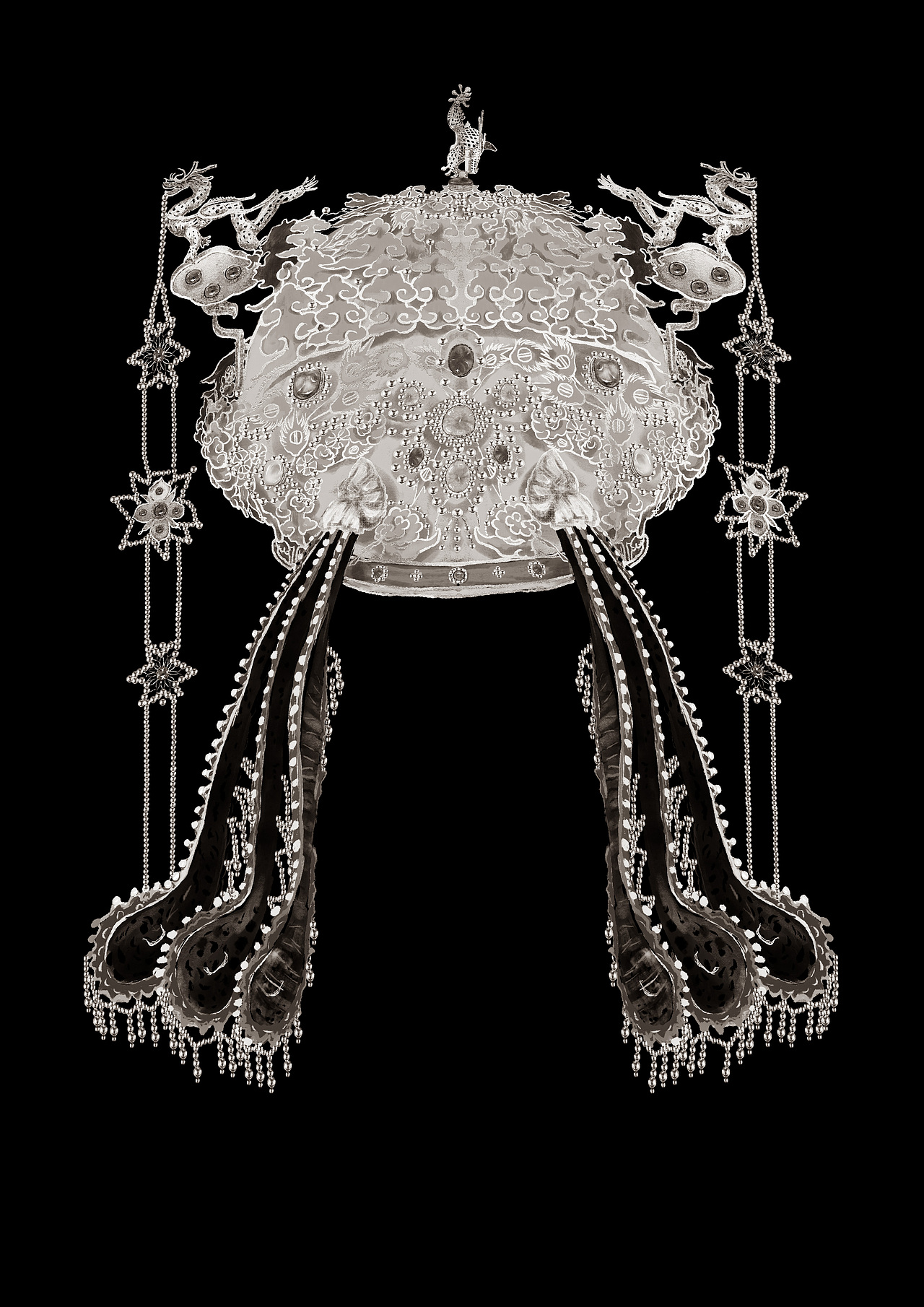 《点翠嵌珍珠宝石金龙风冠》