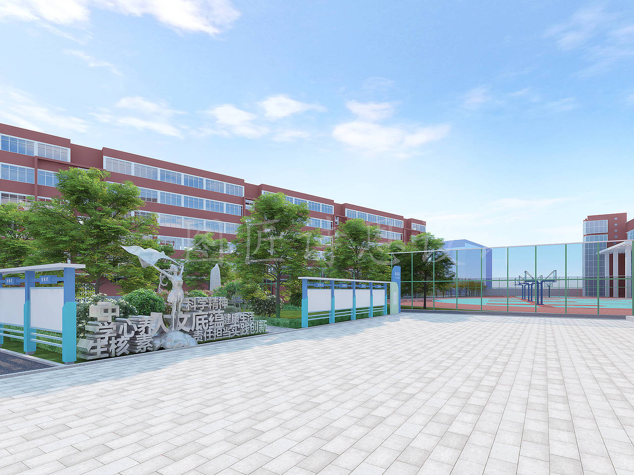 校园室外空间环境中构成实面的各类环境要素,可以分为三类:参与构成底