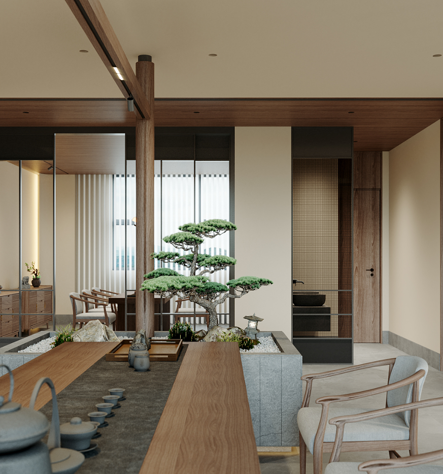 工装茶室效果图表现