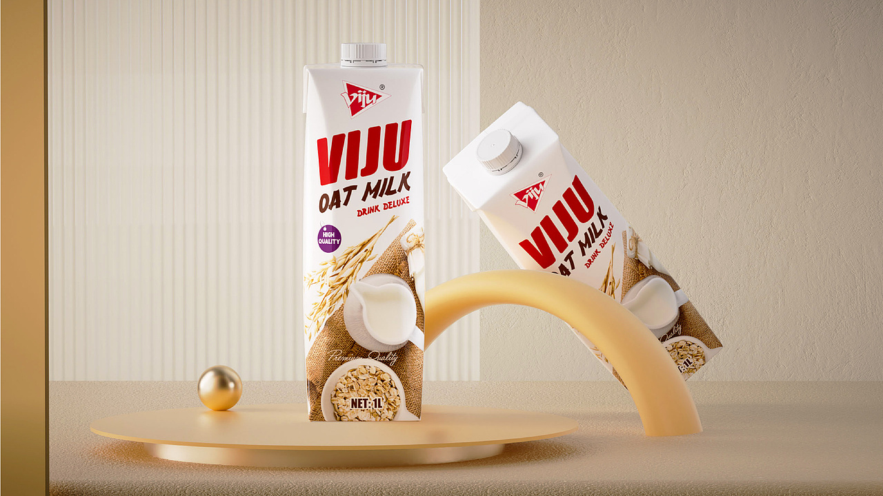 VIJU丨唯久“浓郁醇香”燕麦牛奶饮料饮品平面包装设计