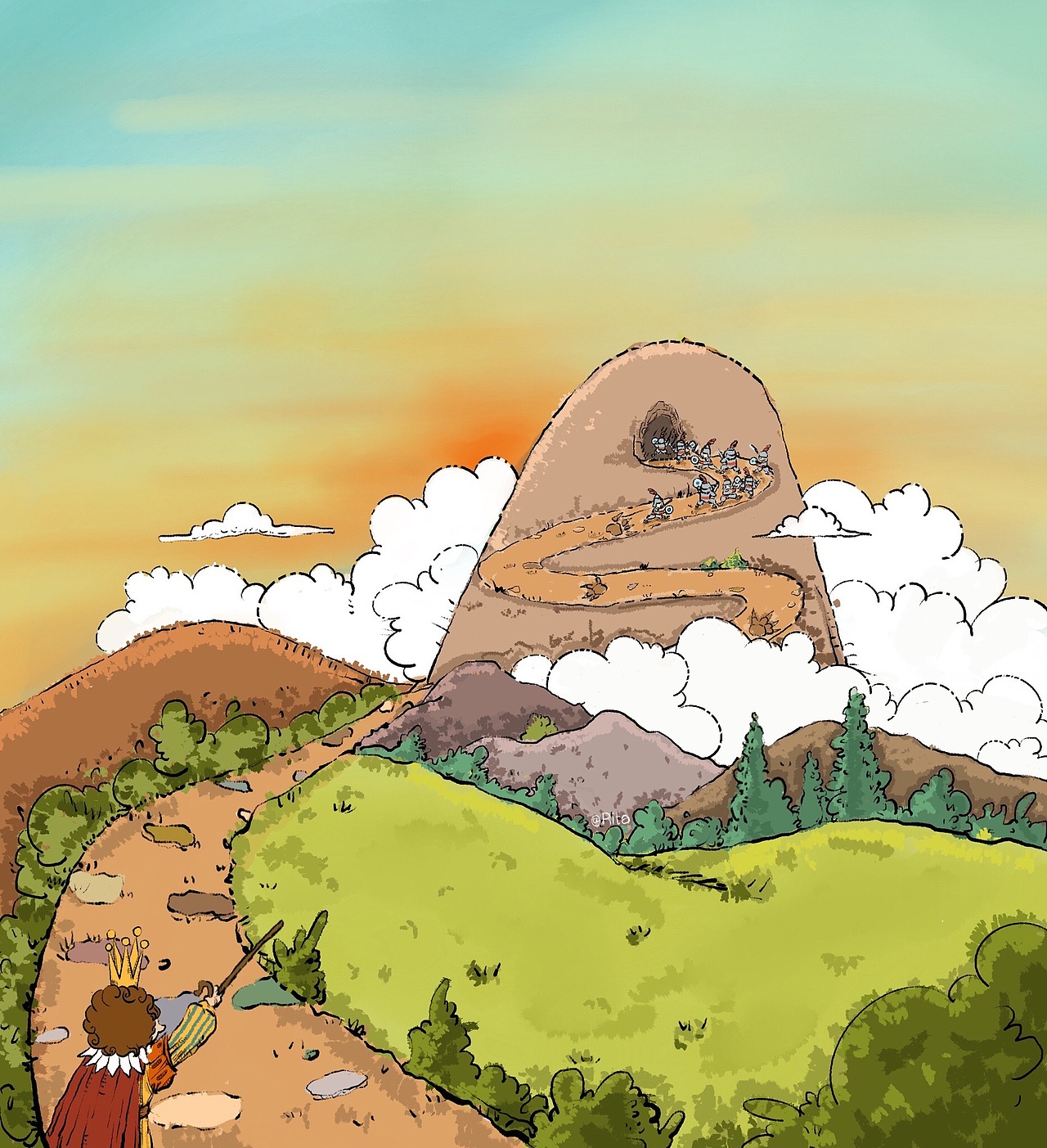 于是跟着盘旋的山路来到山洞