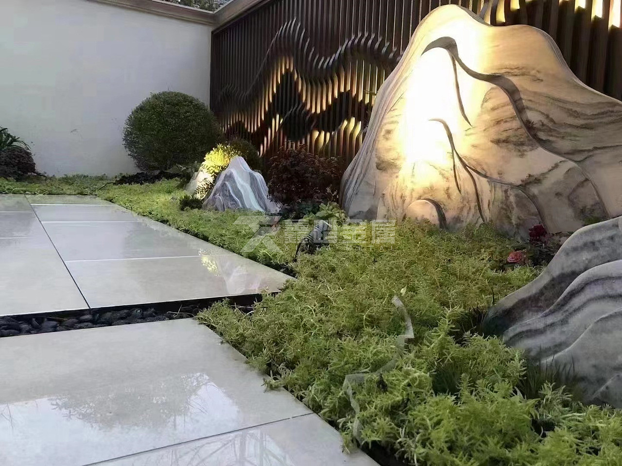 别墅不锈钢山水发光背景墙 室外庭院大型装饰屏风