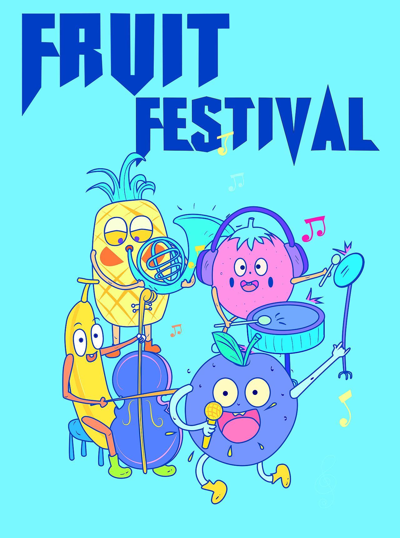 水果音乐会（图ZMzAwNDcyOTEy） - 商业插画 - 站酷设计师沐兮子Doris原创素材 - 站酷ZCOOL
