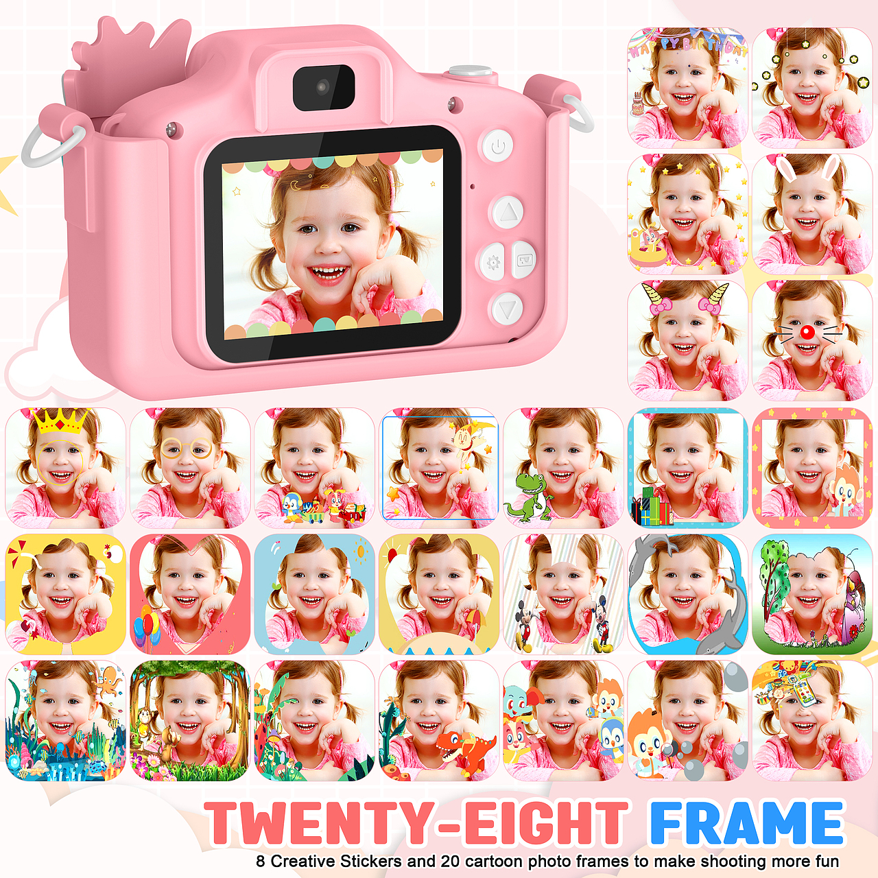 粉色儿童相机 建模 渲染 拍摄 修图