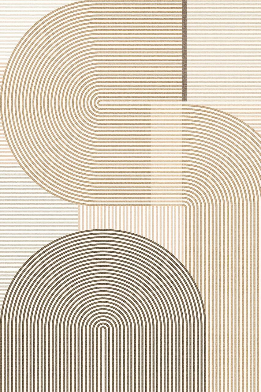 线条奶油风客厅地毯