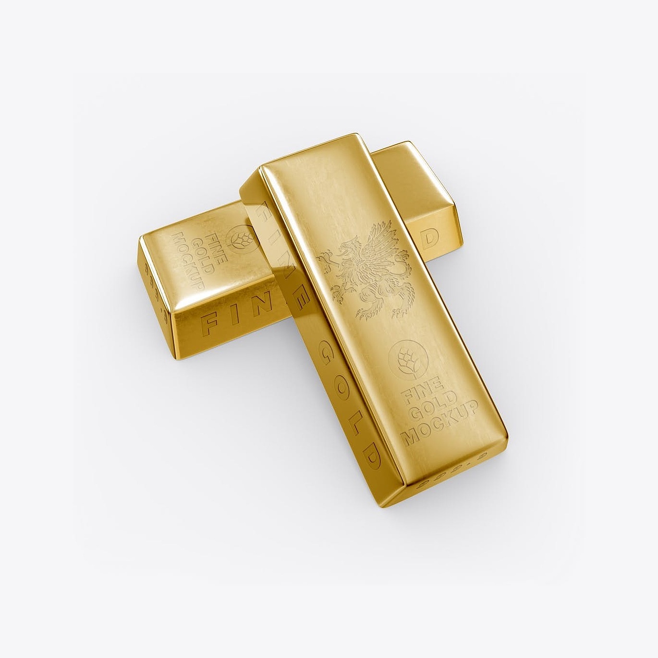 多角度黄金条银条设计展示样机mockups (PSD) yj1130