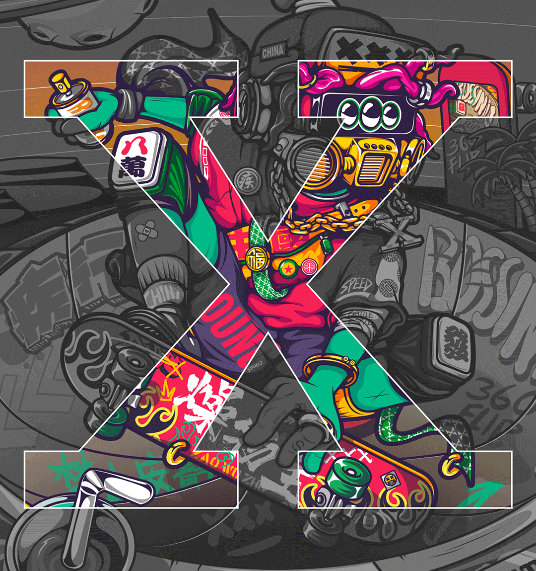 【Bossini.X 商业插画】【X滑板星人】（图ZMjk4MzI0MzQ0） - 商业插画 - 站酷设计师Stan23原创素材 - 站酷ZCOOL