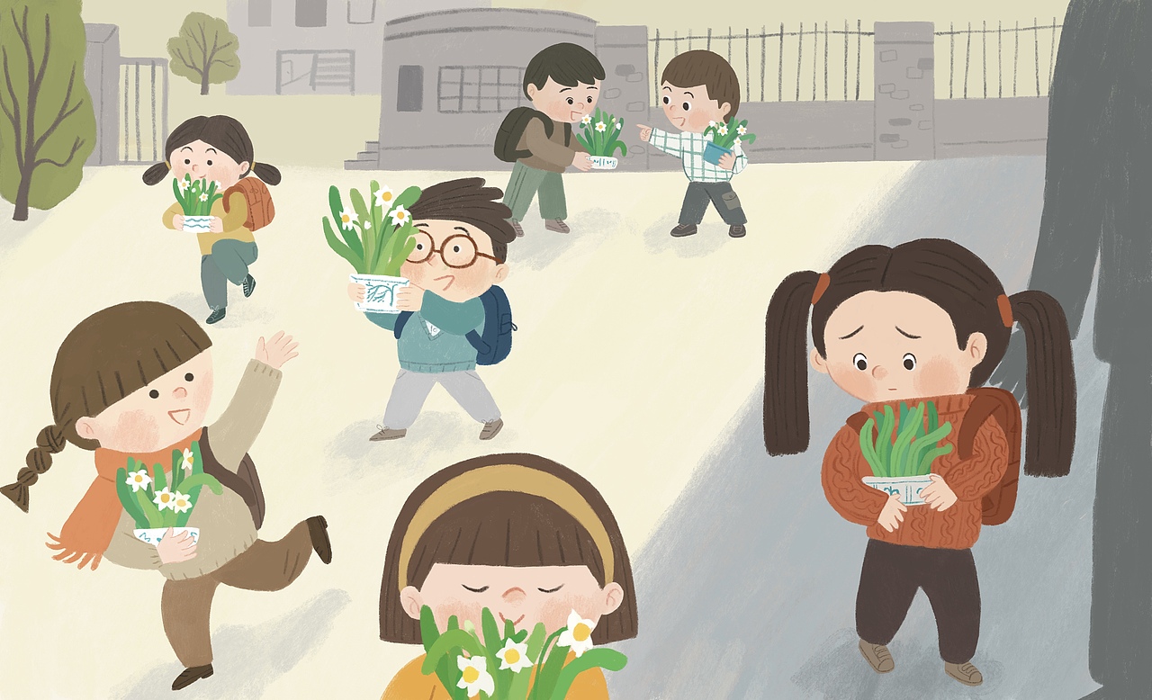 儿童插画|水仙花的时间