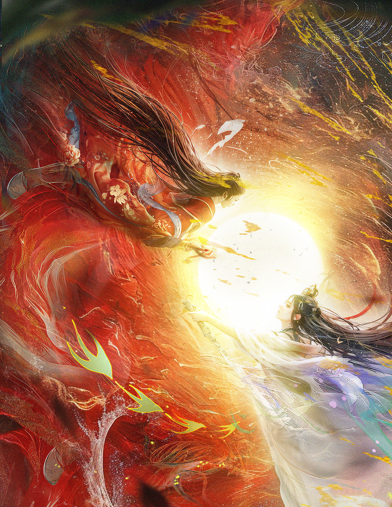 手绘海报《双生》（图ZMzU5NTc4NTg0） - 商业插画 - 站酷设计师玖惜原创素材 - 站酷ZCOOL