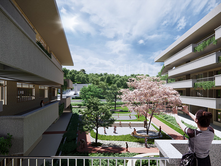 学校建筑原创Ens直出效果图