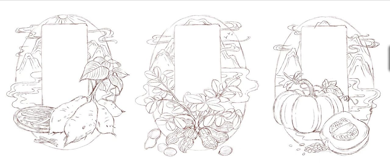 湖北大悟金岭村乡村振兴原创干货食品系列包装设计（图ZMzI3NTE3MDEy） - 商业插画 - 站酷设计师白牧林原创素材 - 站酷ZCOOL