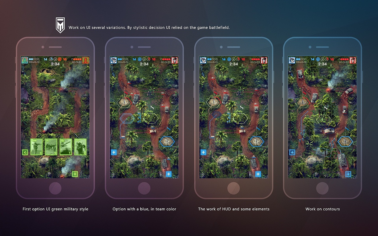 MERCENARIES concept mobile game - interface, logo