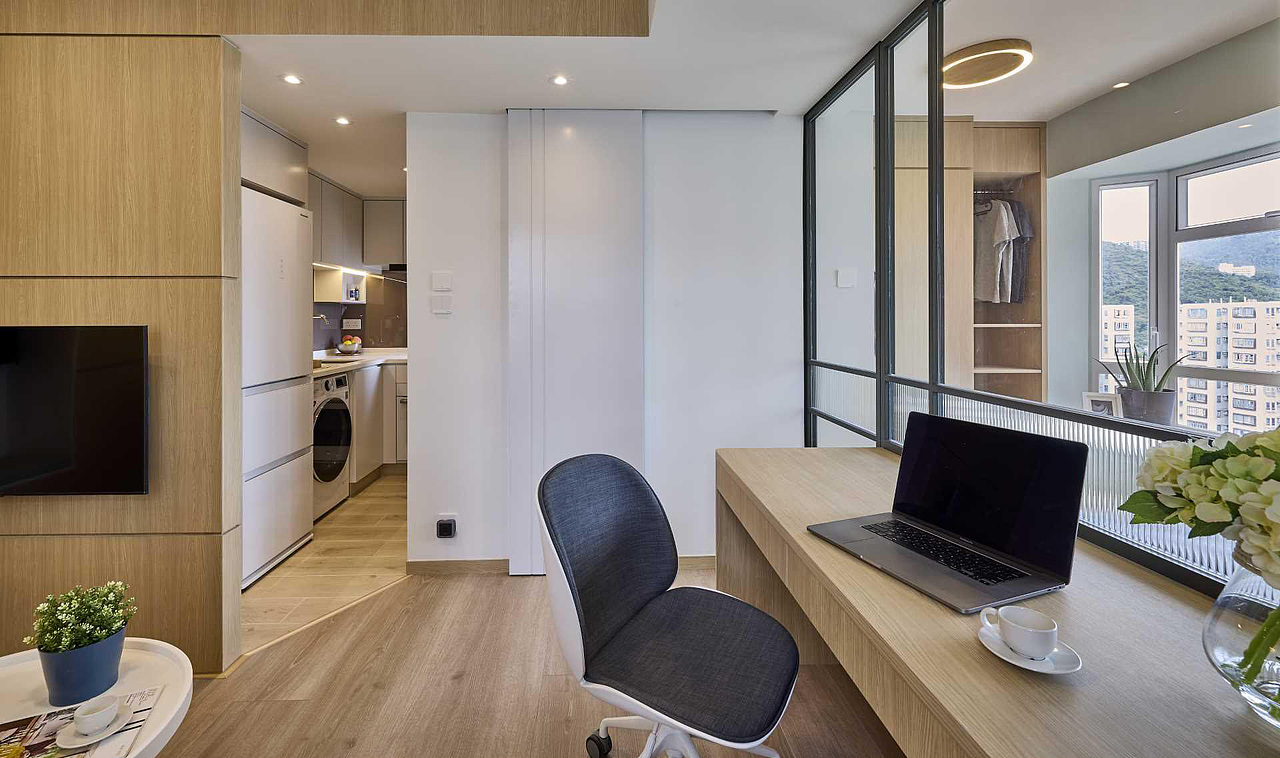 家装设计案例鉴赏——32㎡原木明亮精致小户型装修设计（图ZMzI2NjQzMDky） - 家装设计 - 站酷设计师成都有木设计原创素材 - 站酷ZCOOL