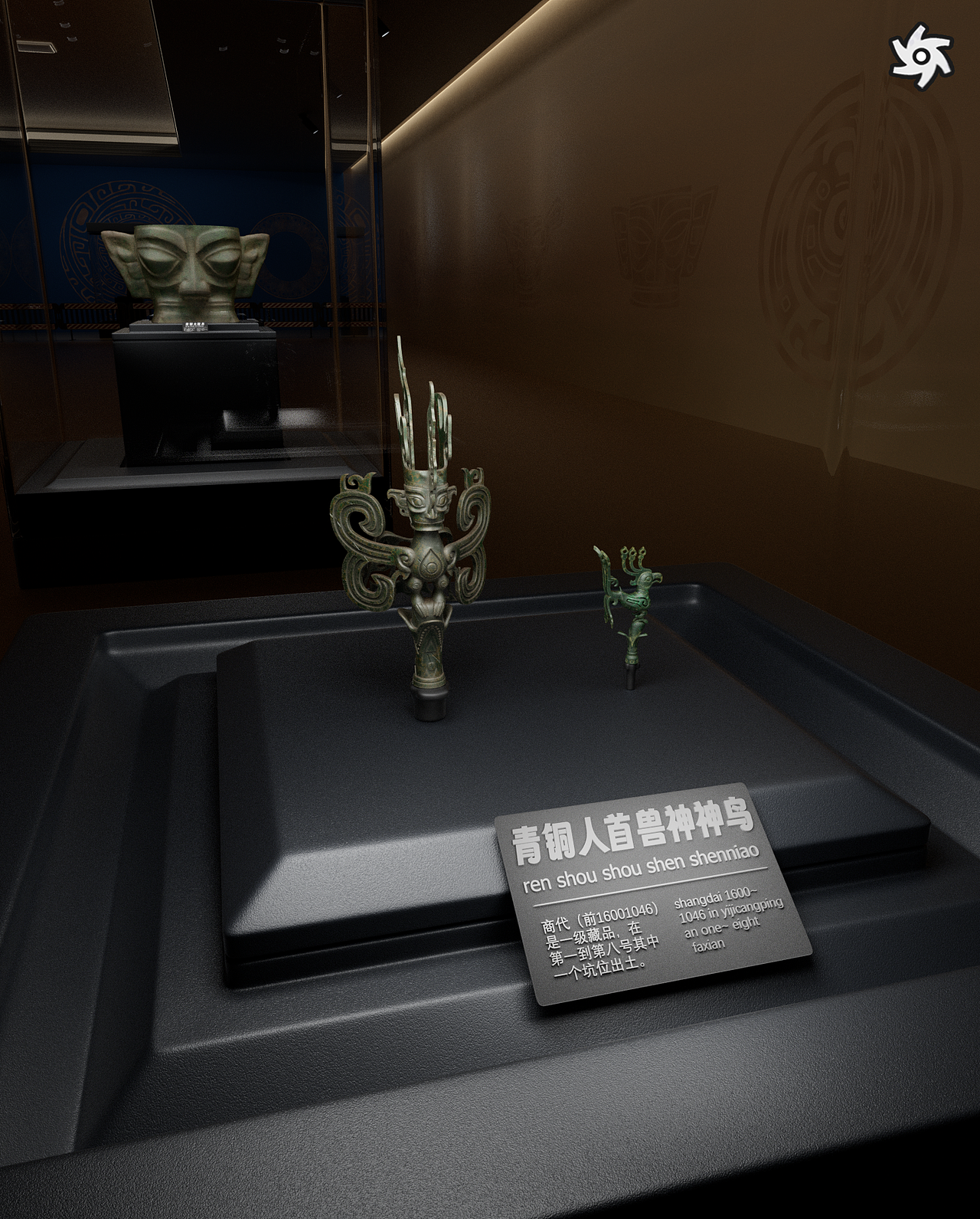 三星堆青铜器黄金面具人像渲染练习