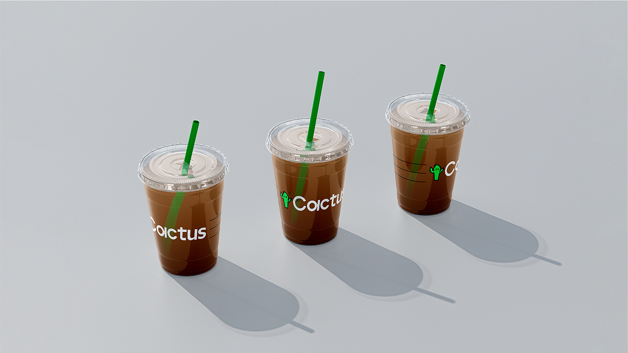 形成简洁又富有玩味的cactus coffee品牌视觉.