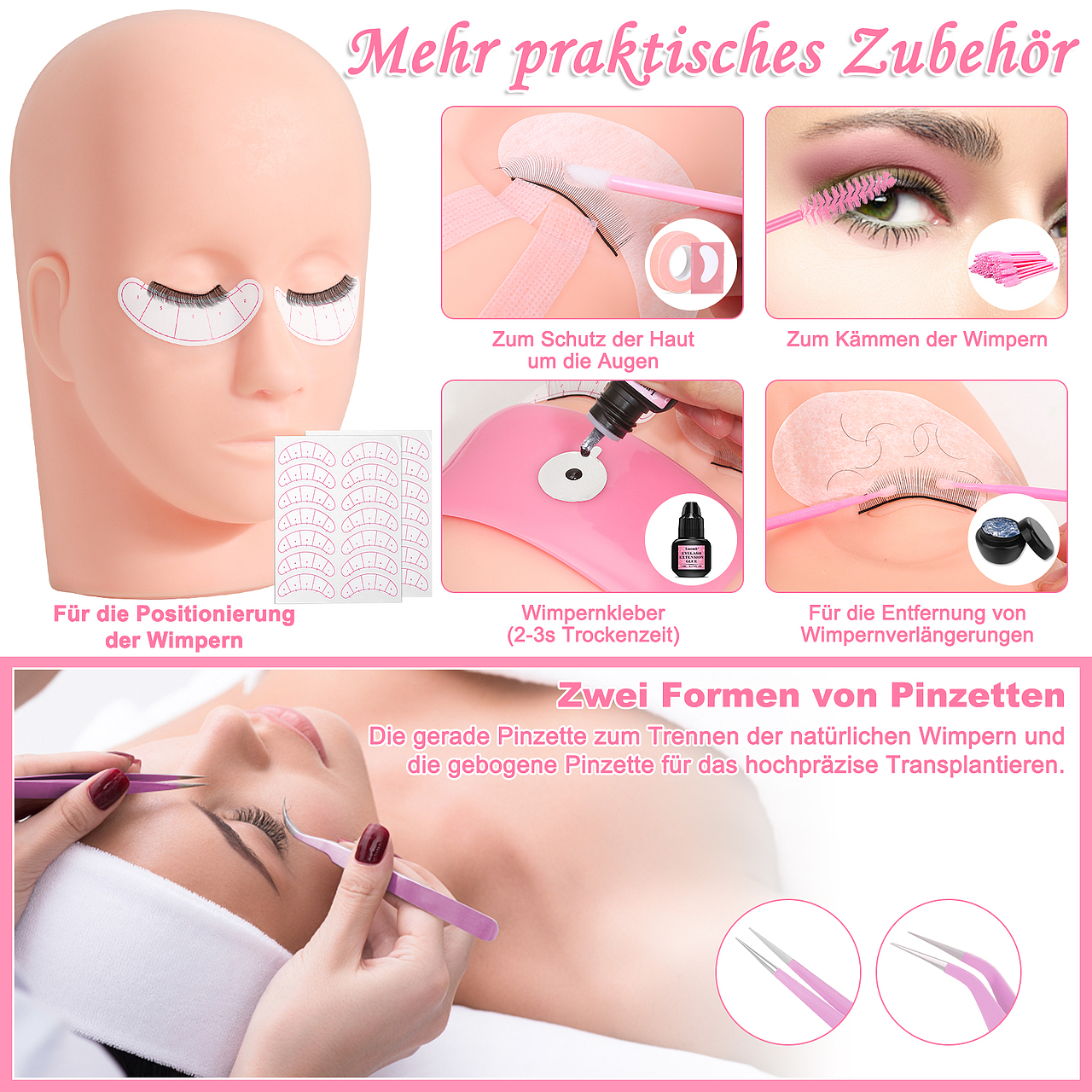 亚马逊主图 - 粉色睫毛套装