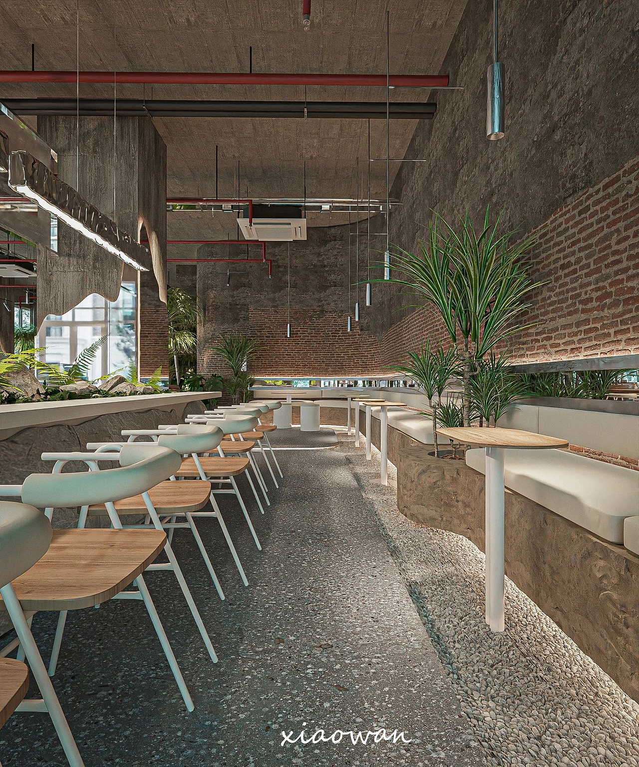 一个与自然相结合的咖啡店效果图案例