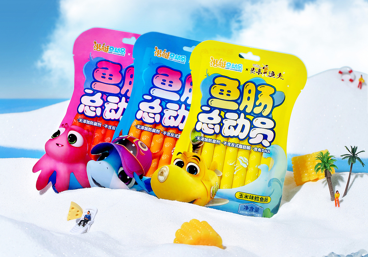 为助力炎亭渔夫进一步开拓儿童消费市场，品牌策划团队联合广受喜爱的儿童动画IP《潜艇总动员》，
助力炎亭渔夫借势传播快速破圈，进一步拓展消费群体，提升品牌好感度，打造儿童海味零食旗舰产品。
