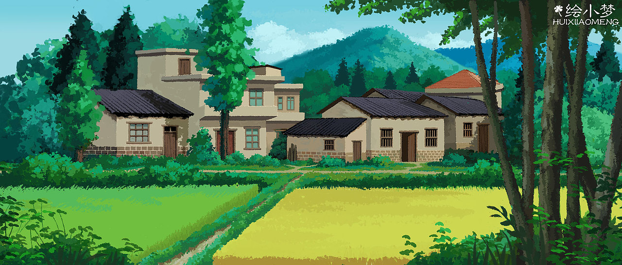 乡村田园动漫场景（图ZMzUyMDgzMzI4） - 创作习作 - 站酷设计师绘小梦原创素材 - 站酷ZCOOL