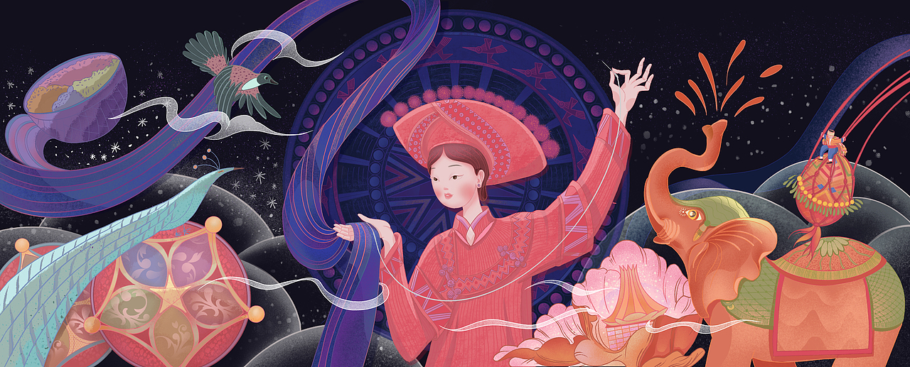 八桂壮乡——广西南宁城市插画（图ZMzM1ODA4NTUy） - 艺术插画 - 站酷设计师Ymiss原创素材 - 站酷ZCOOL