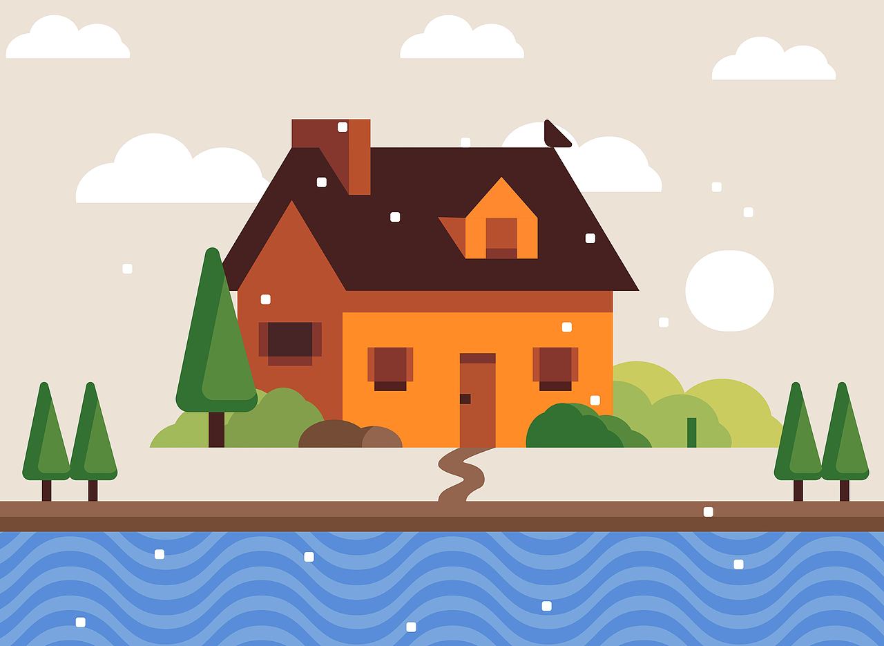 小房子矢量插画临摹绘制