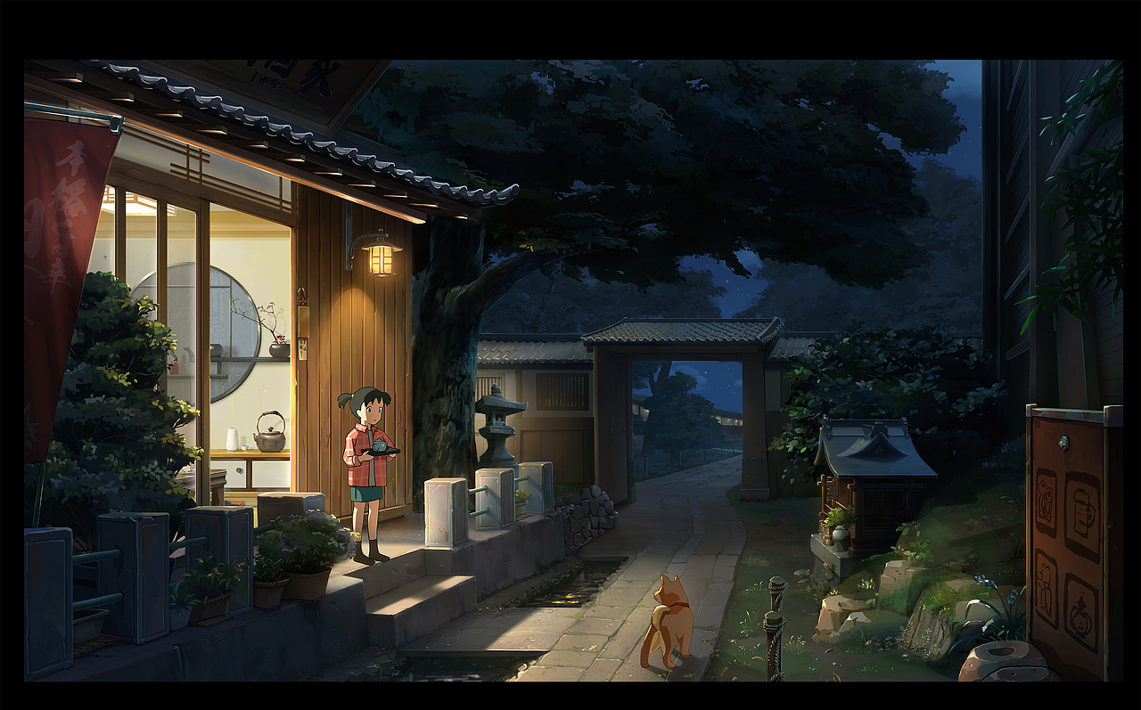 日式庭院二次元场景创作