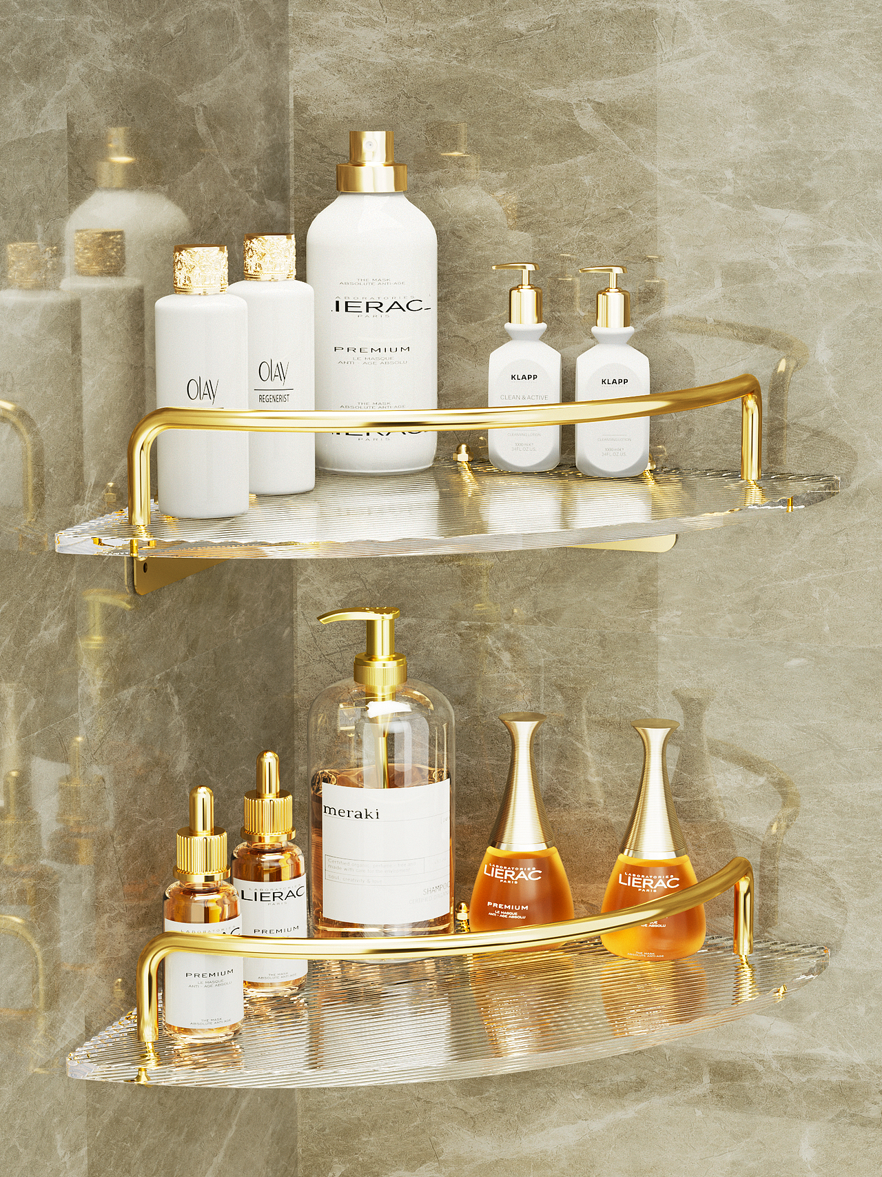 轻奢浴室三角置物架