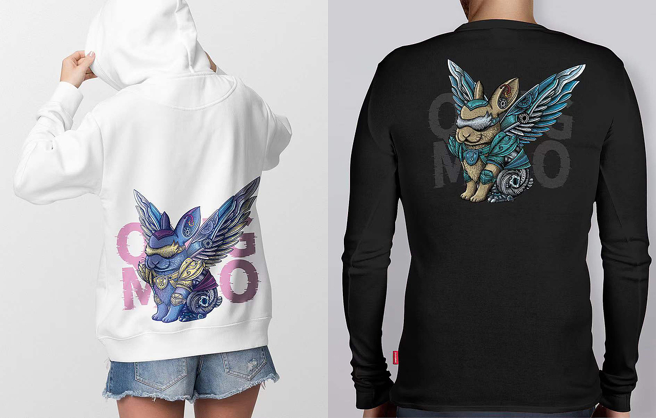 版画｜朋克潮流机械兔（图ZMzMwMDk2MDA4） - 商业插画 - 站酷设计师轻描QINGMIAO原创素材 - 站酷ZCOOL