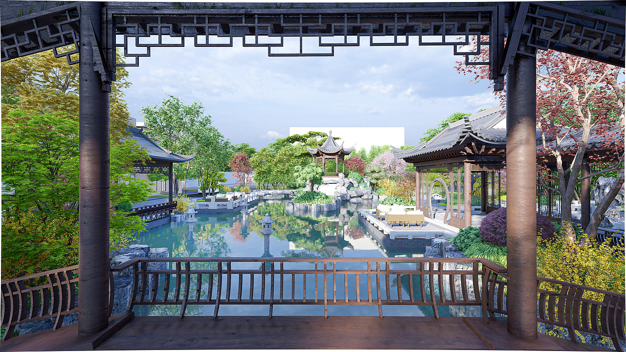 纯中式 园林式会所景观（图ZMzE4MTM1ODIw） - 景观设计 - 站酷设计师梁西凹原创素材 - 站酷ZCOOL