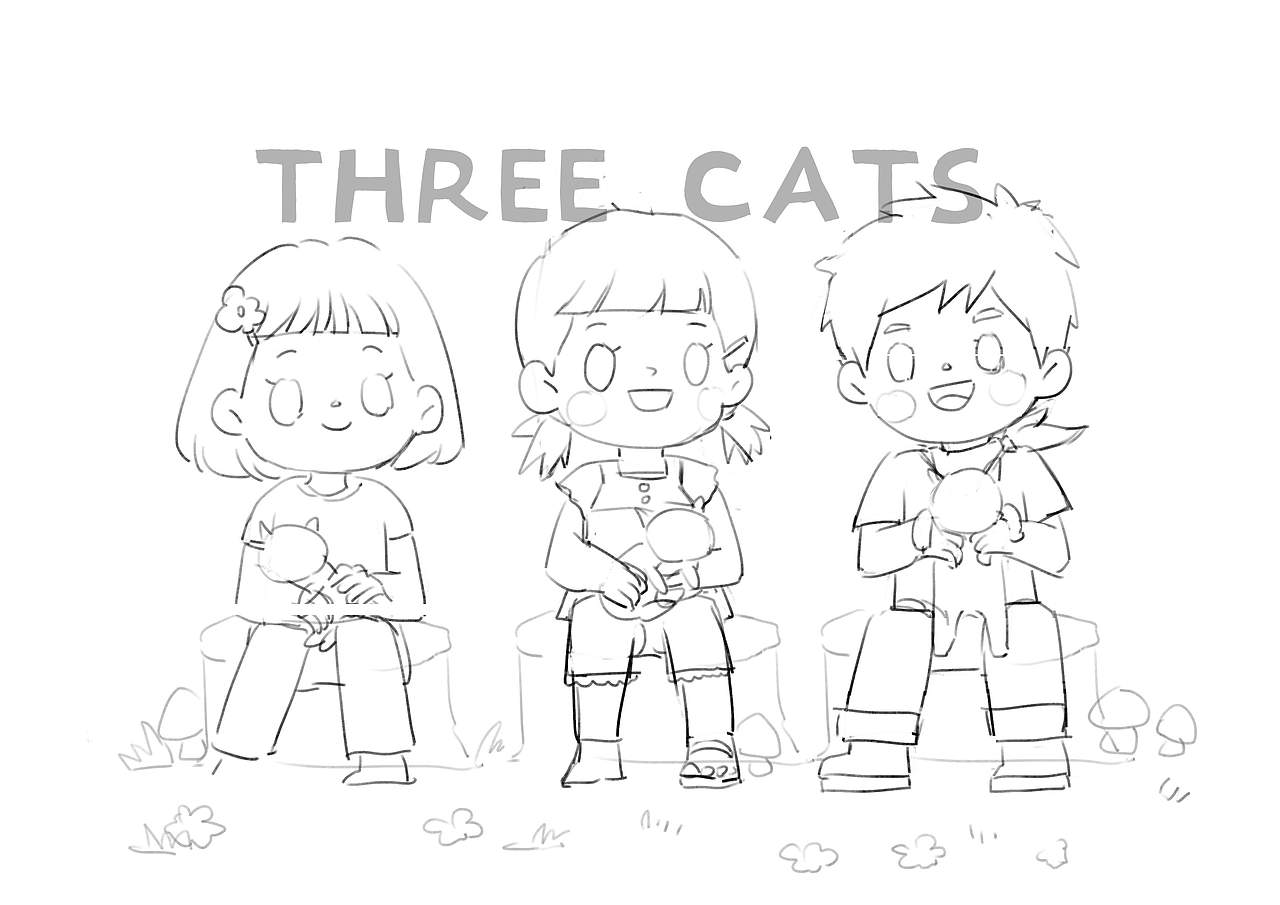 three cats（图ZMzI0MjIzNzQ4） - 儿童插画 - 站酷设计师onebill原创素材 - 站酷ZCOOL