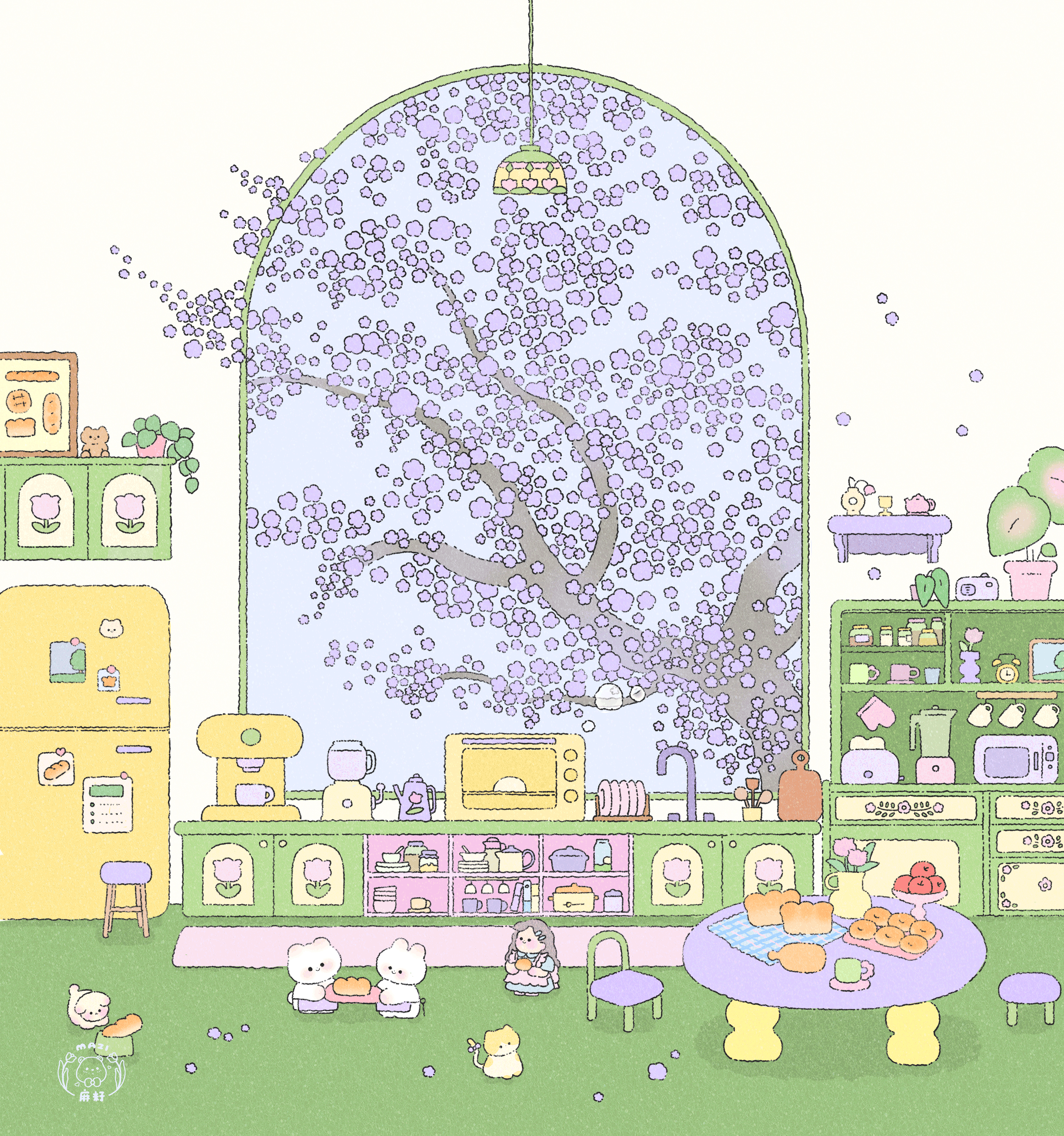 有花小岛的四季（图ZMzU1MzcyNDMy） - 商业插画 - 站酷设计师MAZI麻籽原创素材 - 站酷ZCOOL