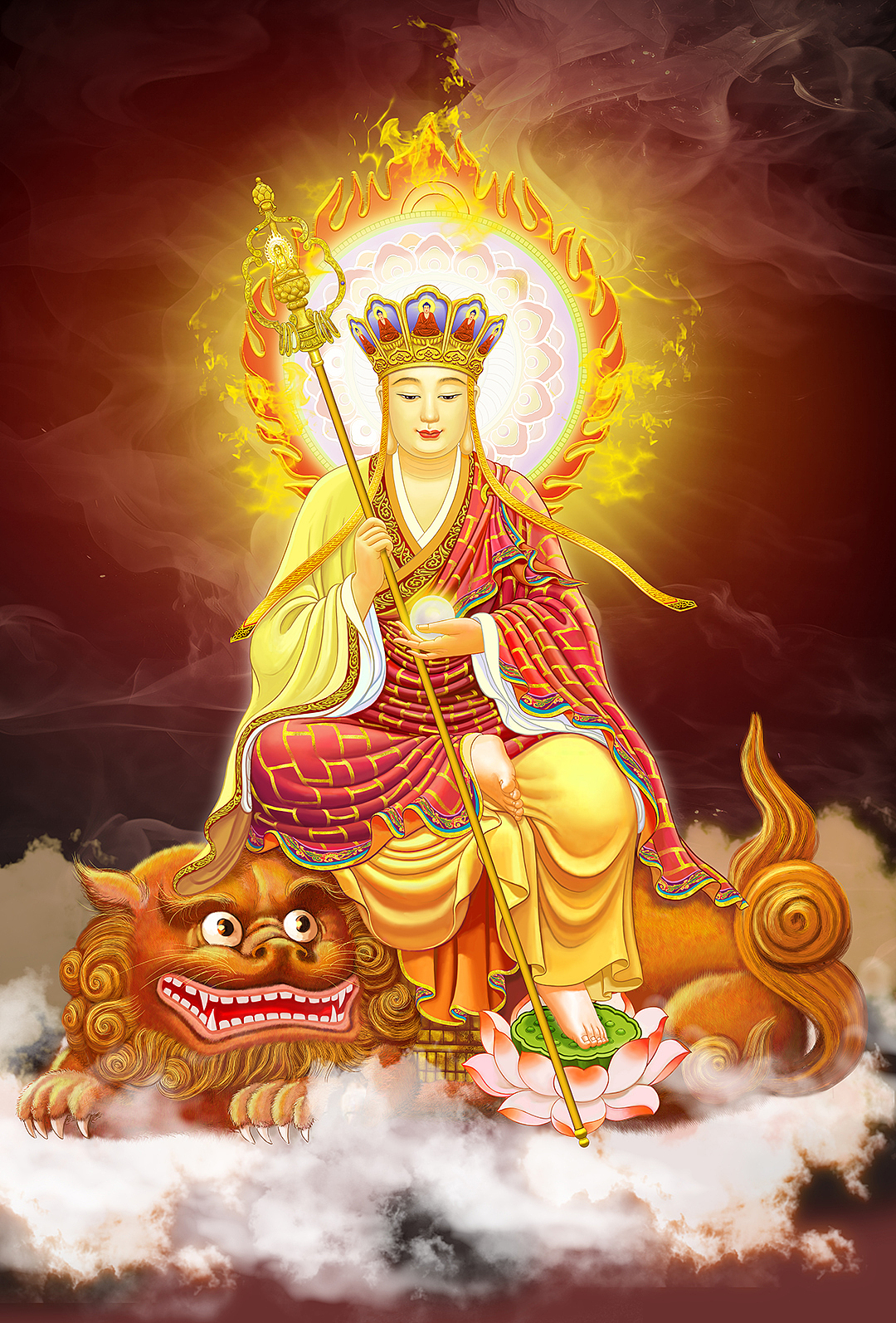 地藏菩萨与谛听画像